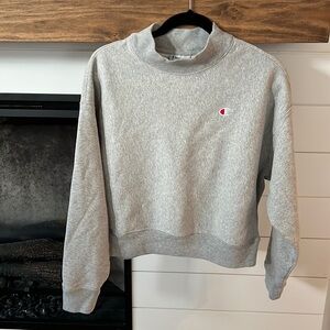 Champion grey mockneck reverse weave cropped sweatshirt